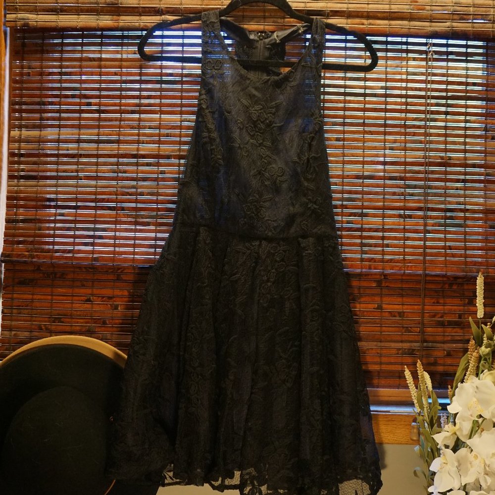 Navy/Black Lace Formal Dress